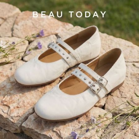 BeauToday【全羊皮】双带扣玛丽珍浅口内增高鞋子女款爆款2026新款 