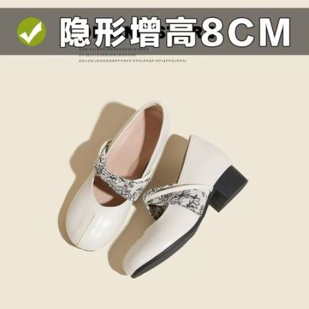 小码女鞋323334法式浅口8cm内增高粗跟单鞋晚晚风配裙子玛丽珍鞋