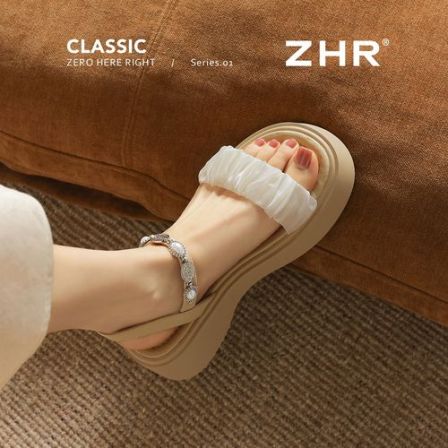 ZHR/则则厚底凉鞋女2026新款夏季仙女风增高罗马凉鞋一字带沙滩鞋