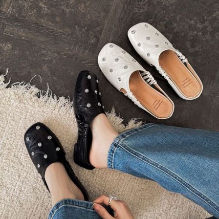 3.5cm34-40【闪耀星河】夏季新款内增高真皮外穿软底百搭包头半拖鞋