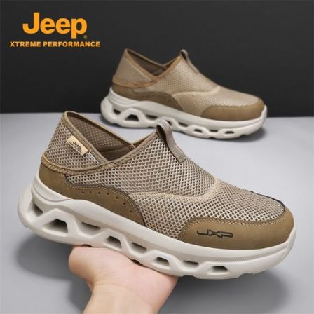 Jeep吉普男鞋2026夏季新款透气防臭网面鞋男士休闲运动软底跑步鞋