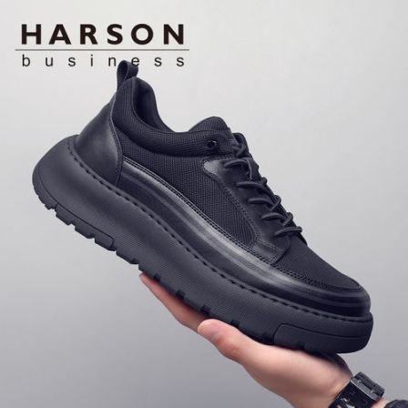 Harson/哈森【头层牛皮】男鞋夏季透气时尚休闲鞋男真皮百搭健步鞋