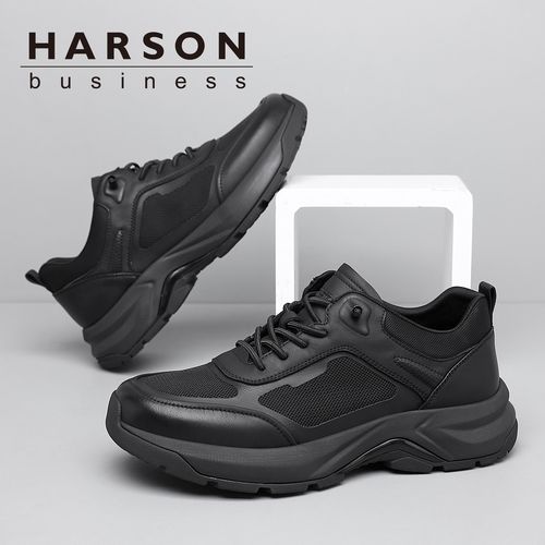 Harson/哈森夏季透气一脚蹬网面鞋子厚底百搭通勤轻便户外休闲鞋主图