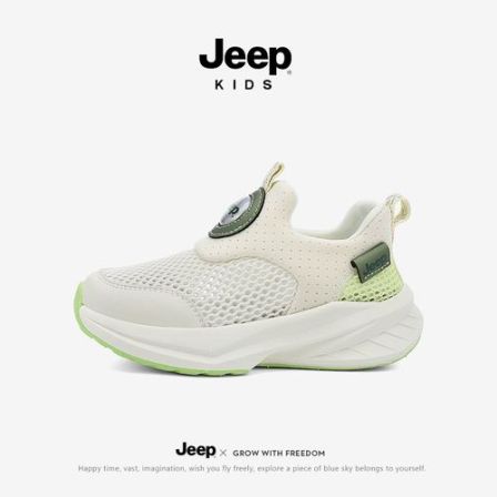 Jeep鞋子透气网面中大童夏季单网鞋女童软底一脚蹬男童运动鞋新款