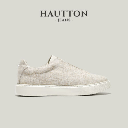 【透气亚麻】HauttonJeans板鞋男款一脚蹬休闲鞋老钱风夏季男鞋