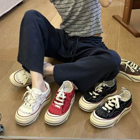 H55女鞋26年夏季新款休闲厚底增高流苏时尚百搭潮流美式复古板鞋