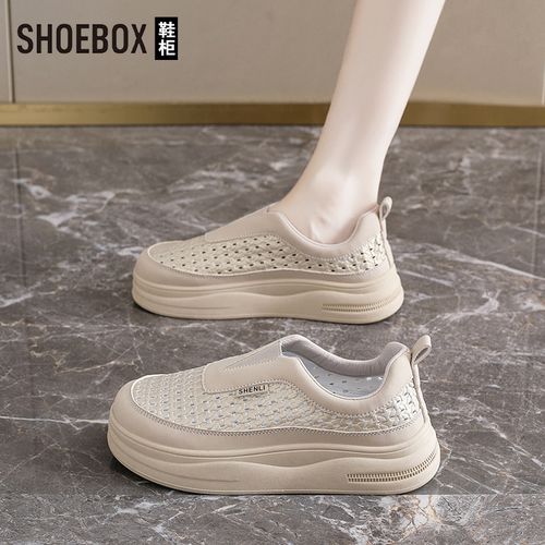 SHOEBOX鞋柜夏季透气小白鞋女软底百搭板鞋免系带休闲防滑运动鞋主图