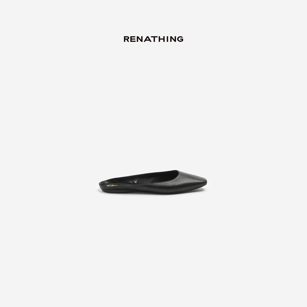 【RENATHING】摩登皮革方头穆勒鞋主图