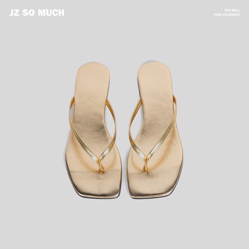 金子/JZ SO MUCH【人字拖】简约夹脚方头海边度假人字平底凉拖主图