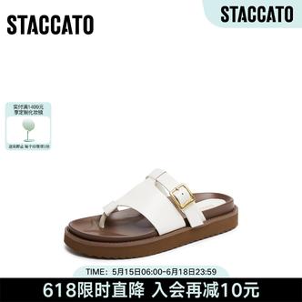 思加图新款复古夹脚人字拖厚底凉拖鞋外穿女凉鞋B2396BT5主图