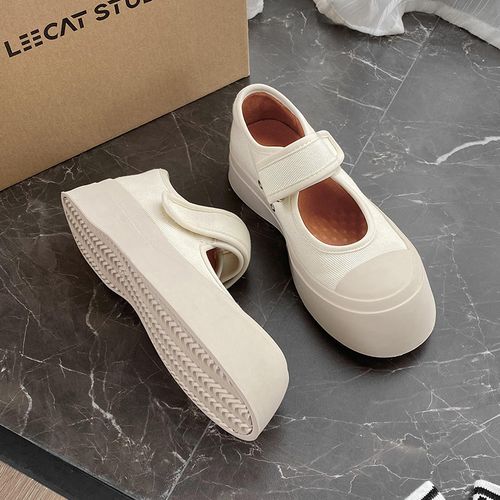 LeeCat Studio｜玛丽珍鞋子女厚底小白鞋大头帆布单鞋W991013主图