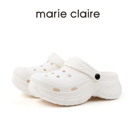 MC女鞋洞洞鞋夏季新保珍珠白凉拖鞋marieclaire女鞋