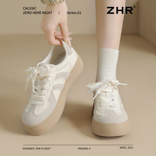 ZHR/则则德训鞋女2026春季新款芭蕾软底百搭小白鞋休闲鞋增高板鞋主图