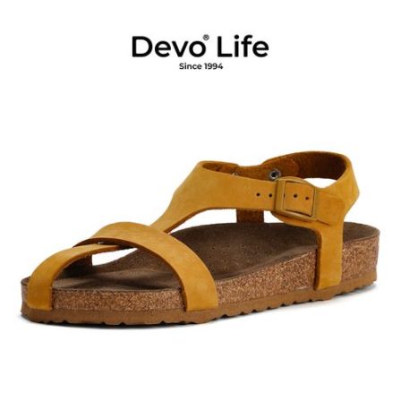 【窦窦戈专属】Devo/的沃勃肯鞋软木鞋休闲平底时尚罗马复古夏季女凉鞋24081W