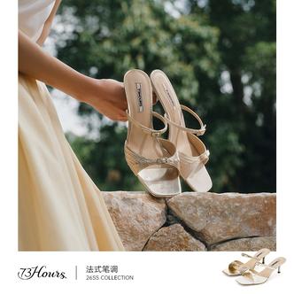 【直播间】73hours女鞋法式笔调夏季新款细高跟一字拖法式半拖鞋女主图