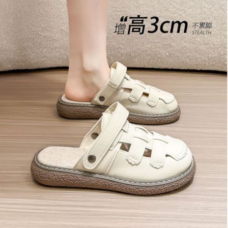 包头凉鞋女洞洞鞋2026新款春夏季两穿包头半拖鞋外穿孕妇森系单鞋