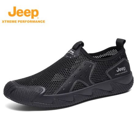 JEEP/吉普 透气套鞋网面鞋胶粘夏季休闲复古低跟运动鞋轻便徒步鞋