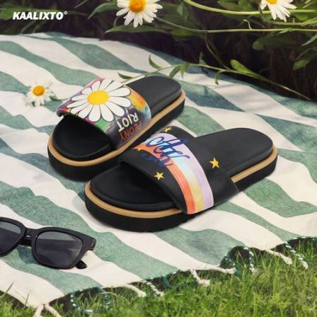 Kaalixto雏菊彩虹涂鸦拖鞋经典百搭增高防滑潮流时尚休闲户外