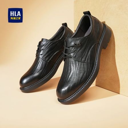 HLA/海澜之家男鞋2026新款男士压纹英伦商务皮鞋正装德比鞋婚鞋