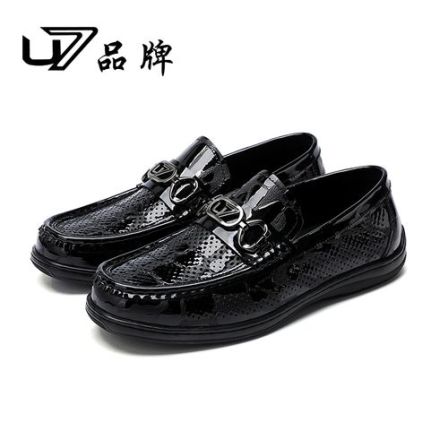 U7品牌男鞋  大石头纹头层牛皮  2026新款真皮打孔一脚蹬休闲皮鞋