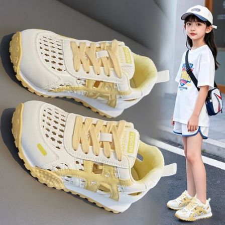女童运动鞋2026新款夏季镂空网鞋女孩透气小白鞋网面板鞋儿童鞋子