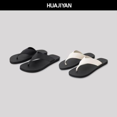 华吉言/HUAJIYAN【配饰系列】牛皮面经典百搭平底凉拖人字拖A