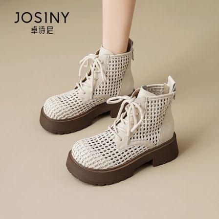 JOSINY/卓诗尼2026夏季新款英伦风百搭镂空透气厚底凉鞋马丁靴女