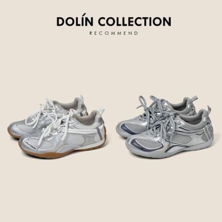 Dolin collection-B2026银色复古德训鞋女夏透气休闲运动鞋高级感