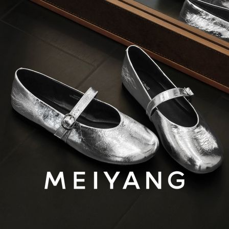 美洋MEIYANG 银镜玛丽珍鞋 休闲简约百搭可调节一字带单鞋-周五