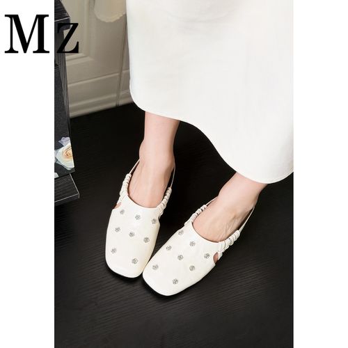 Mr.Zheng/4cm/山茶花内增高拖鞋女时尚外穿穆勒拖鞋真皮凉鞋主图