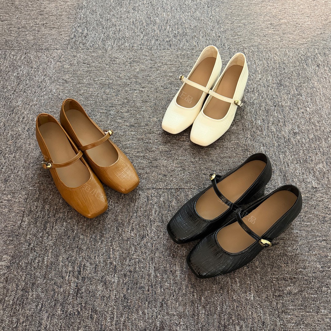 范小洛+8cm法式内增高方头玛丽珍鞋女2026新款百搭通勤浅口单鞋主图