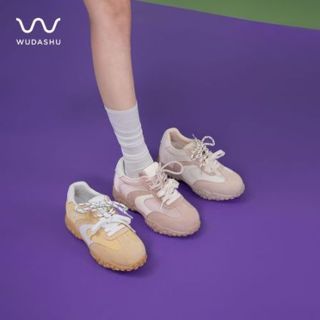 吴大叔春夏新款时尚百搭女鞋厚底增高休闲运动鞋软底真皮老爹鞋