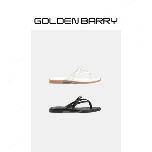 GOLDENBARRY高级感金属锁扣人字拖鞋646091主图