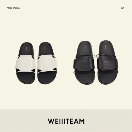 WEIIITEAM“所驭”真皮一字拖外穿沙滩度假镂空平底柔软凉拖鞋022-1
