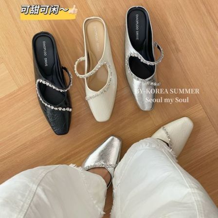 甜酷春夏内增高包头一脚蹬女款外穿时髦半拖单鞋6696-11