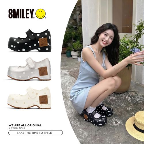 【肖然好物】SMILEY笑脸夏季波点高跟玛丽珍法式女芭蕾增高浅口单鞋主图
