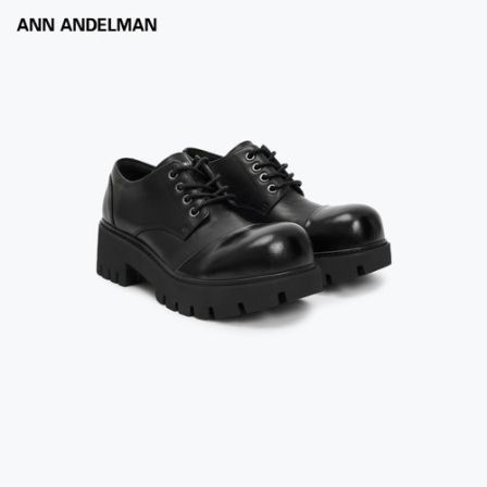 ANN ANDELMAN 26新款 时尚设计粗跟复古英伦风圆头德比鞋黑色