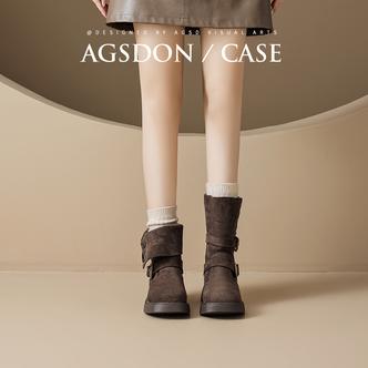 奥古狮登厚底马丁靴女款2025新款秋季爆款复古美拉德西部牛仔靴H主图