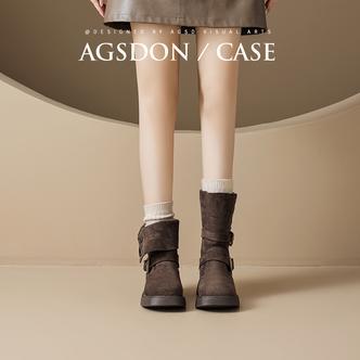 奥古狮登厚底马丁靴女款2025新款秋季爆款复古美拉德西部牛仔靴H