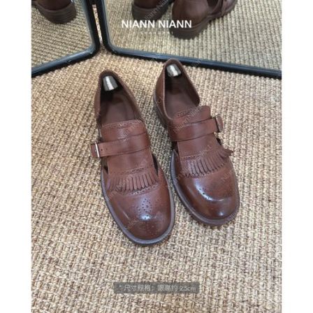 NiannNiann 26新布洛克流苏手工擦色做旧英伦单扣孟克鞋17096
