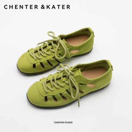 【肖然好物】CHENTER KATER柠檬黄镂空德训鞋女夏季新款透气软底休闲运动凉鞋