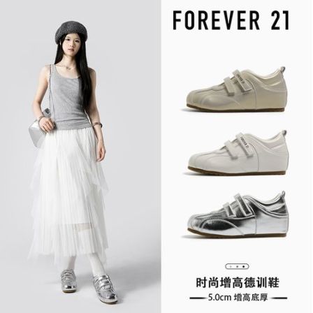 【芭蕾潮搭】F21时尚增高德训鞋2026新款流行洋气鞋子魔术贴休闲鞋