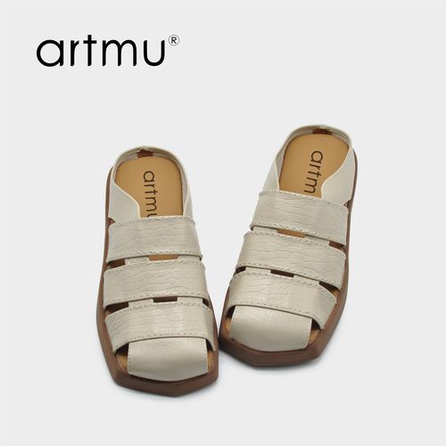 Artmu阿木复古厚底包头拖鞋女外穿夏女款新款镂空一脚蹬皮拖8652主图