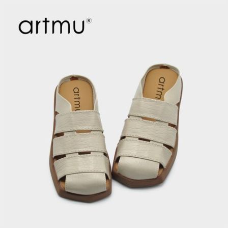 Artmu阿木复古厚底包头拖鞋女外穿夏女款新款镂空一脚蹬皮拖8652