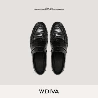 W.Diva【复古光痕】复古牛头层皮乐福鞋圆头一脚蹬DWASXD0161魏老板