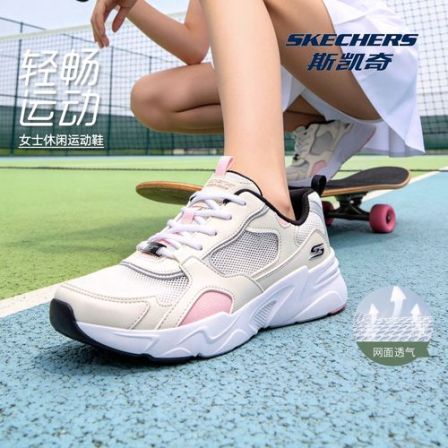 斯凯奇夏季轻薄透气休闲运动软底舒适减震网面防滑女鞋