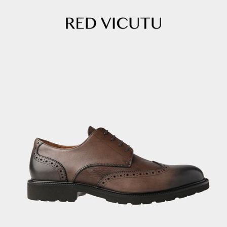 RED VICUTU威可多男士皮鞋商务正装礼服百搭棕色真皮鞋牛皮革系带