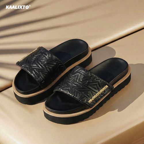 Kaalixto星耀黑拖鞋厚底国潮经典百搭增高防滑潮流时尚外穿休闲主图