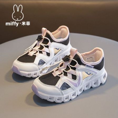 Miffy米菲夏季新款男女童学生运动鞋透气网面休闲镂空一脚蹬童鞋6
