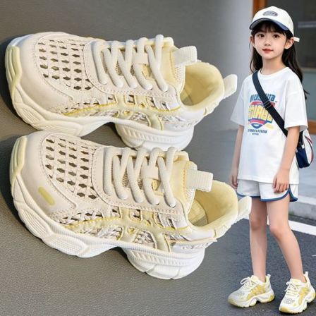 女童运动鞋2026夏季新款镂空小白鞋中大童老爹鞋夏款儿童运动凉鞋